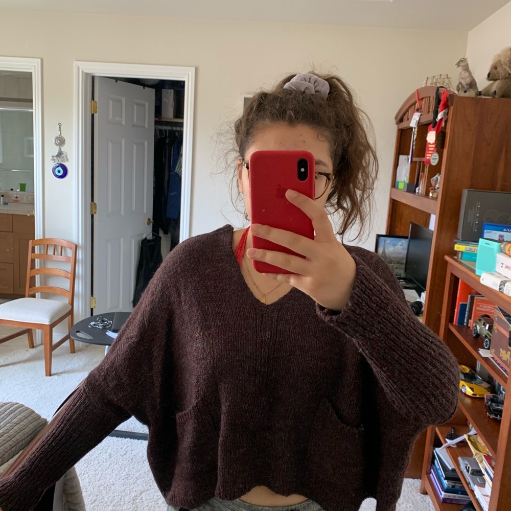 ae “don’t ask why” maroon cropped sweater